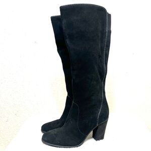 Vince Camuto Framina Black Leather Heeled Knee High Boots Size 6.5